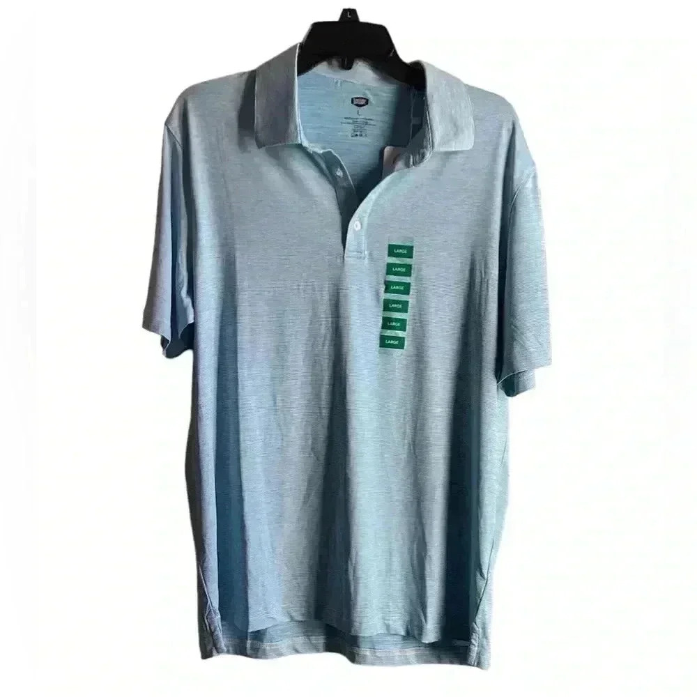 NWT Berkley Jensen Sky blue golf polo shirt Quick dry Easy Care Size Large